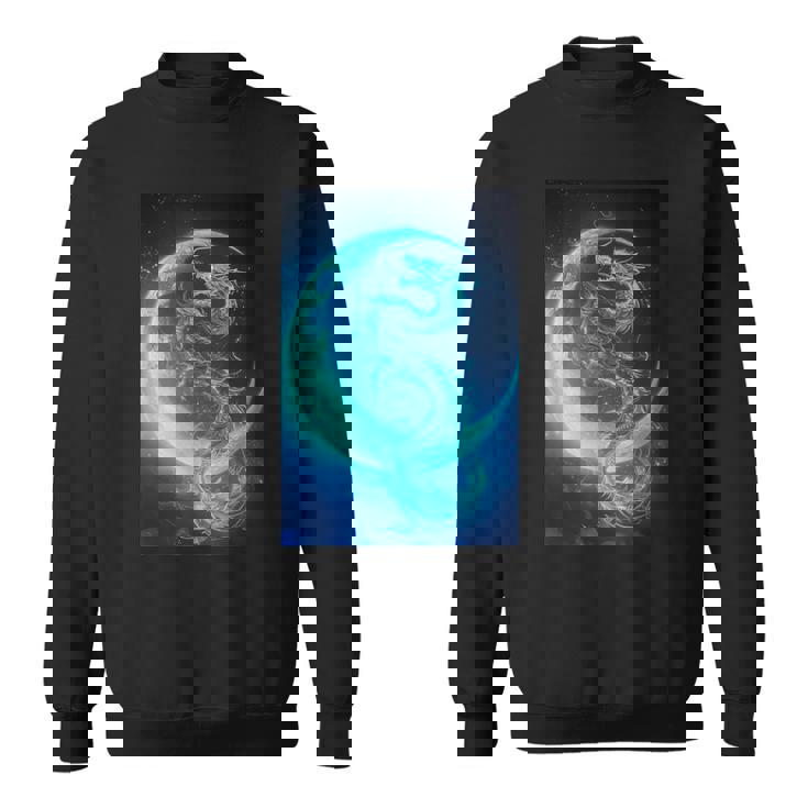 三日月のドラゴン ブルーギャラクシー天文学 アート スウェットシャツ