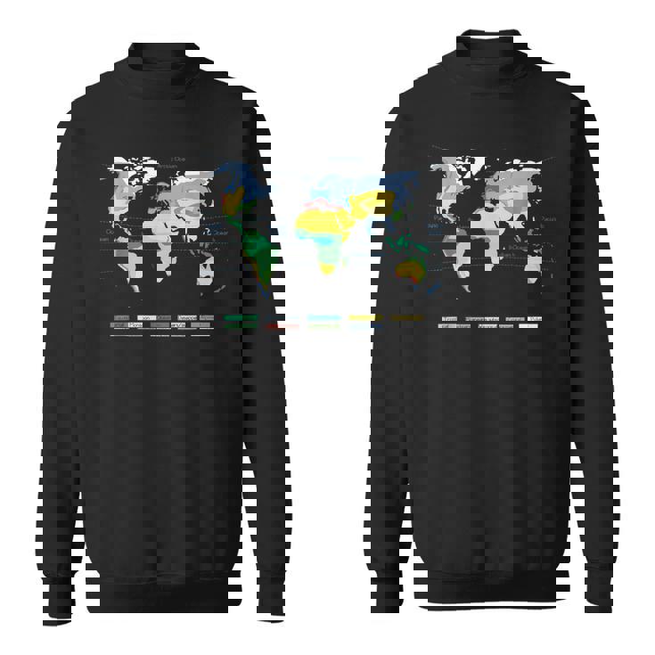 世界地図 気候帯 海名 英語語 スウェットシャツ