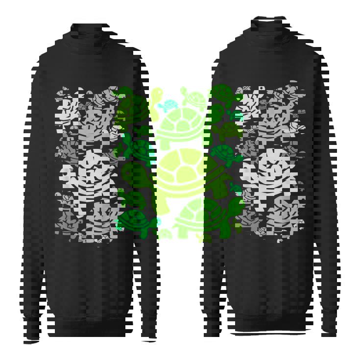 亀柄 カートゥーン アウトライン 面白いカメ スウェットシャツ
