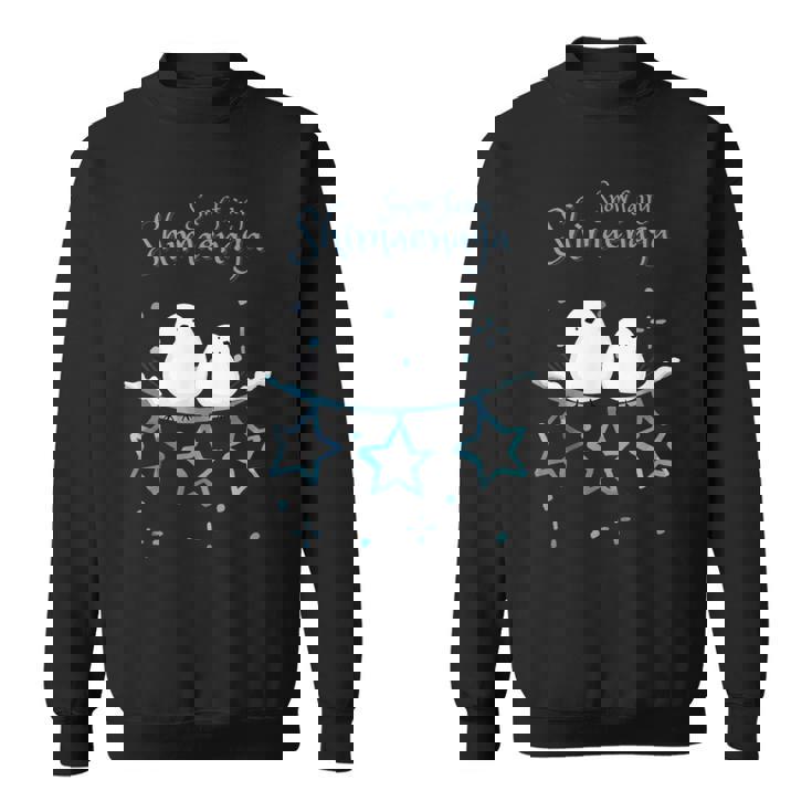 人気話題 シマエナガの親子 雪 雪の結晶 妖精 北海道 日本の野鳥 星 白い小鳥 星 スウェットシャツ