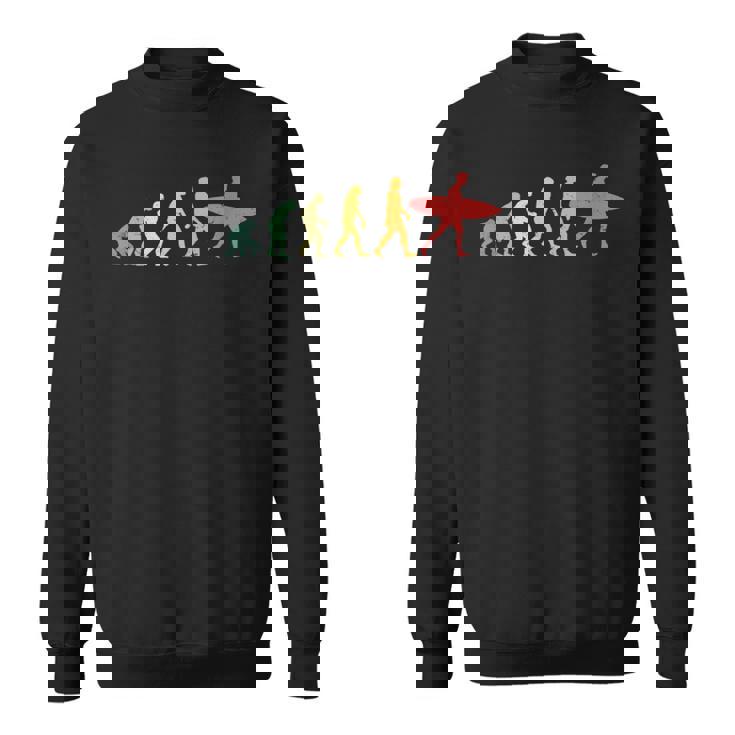 人類の進化 サーファー サーフィン ウォータースポーツ好き サーフボード サーフィン好き 海好き エボリューション スウェットシャツ