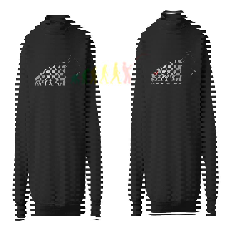 人類の進化 釣り竿 漁師 釣り人 面白い 釣りバカ フィッシング 漁師 海 川 船 おもしろ 釣り堀 趣味 釣り スウェットシャツ