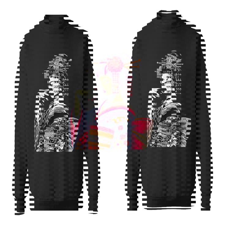 伝統的な着物のエレガントな日本の芸者のイラスト スウェットシャツ