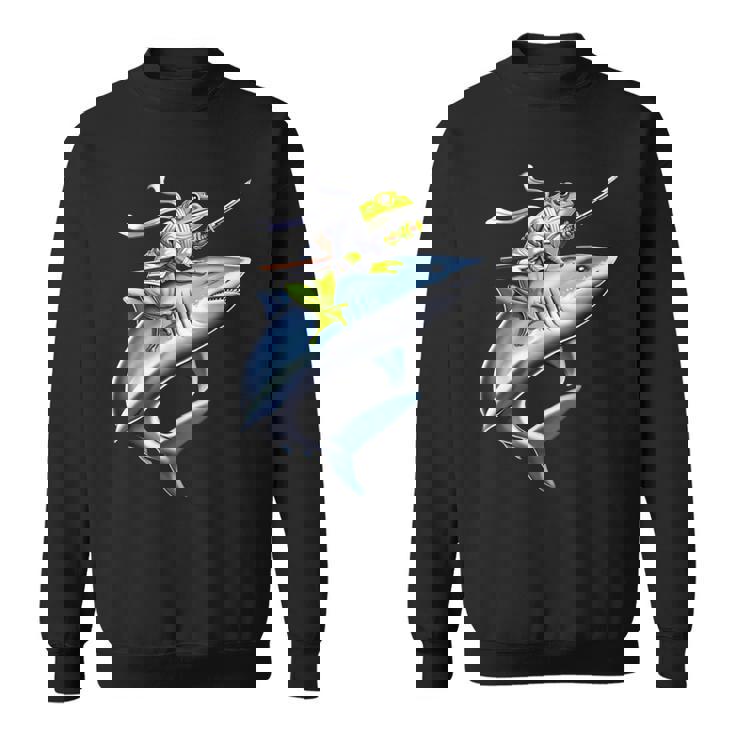 侍ニンジャカエルがサメに乗る日本の戦士面白い スウェットシャツ