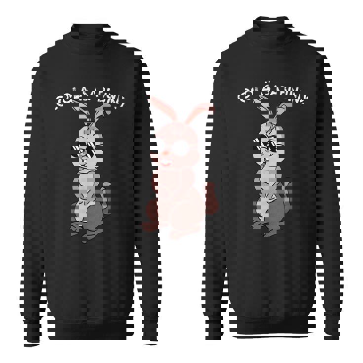 兎 ウサギ メガネ サングラスtay Cool Dog レトロ おもしろ かわいい イラスト スウェットシャツ