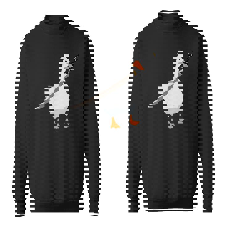 刀を持ったアヒルと剣を持つアヒル 刀包丁 ガチョウ スウェットシャツ
