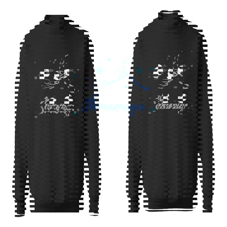 北海道 冬の風景 シマエナガのイラスト 雪の結晶 可愛い小鳥 スウェットシャツ