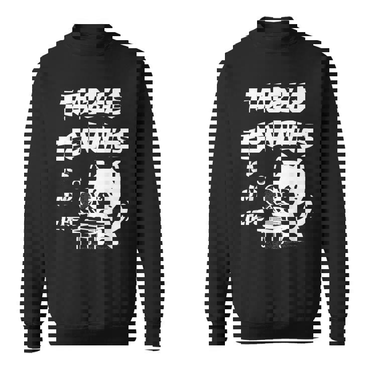 卓球をするクールな猫 スウェットシャツ