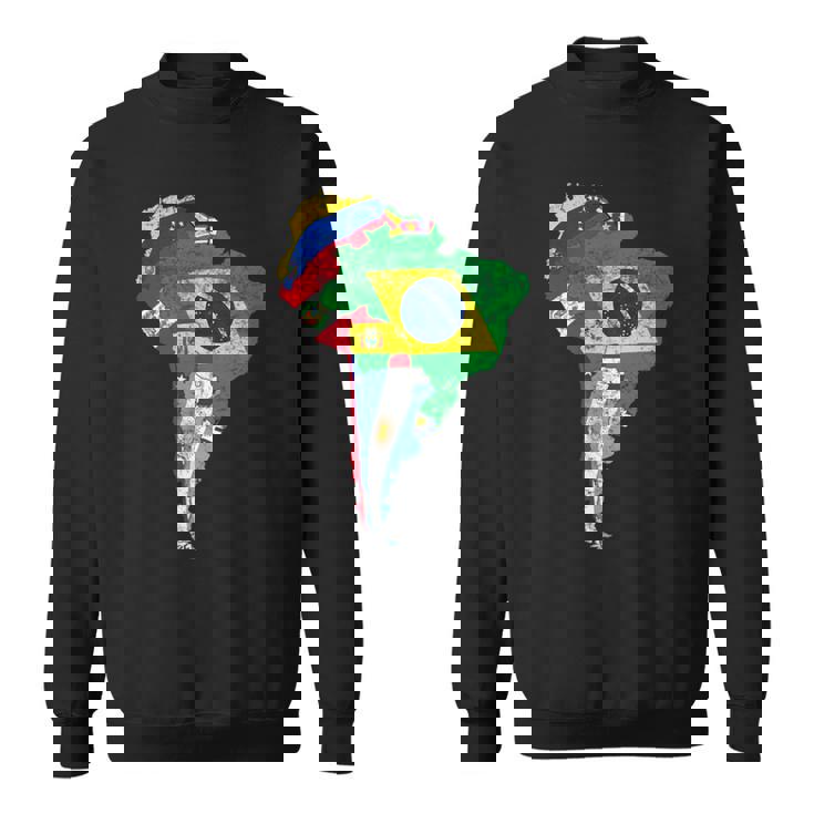 南米大陸地図 旗付き スウェットシャツ