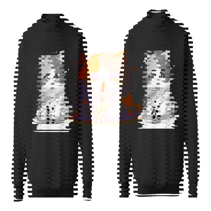 原宿竹下通りの可愛い子猫 アニメ好き オタクを癒すタピオカ茶 スウェットシャツ