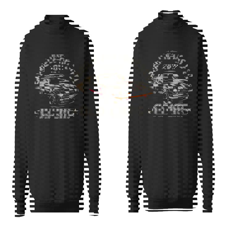 古い車から少し気が散る面白いヴィンテージクラシックカー スウェットシャツ