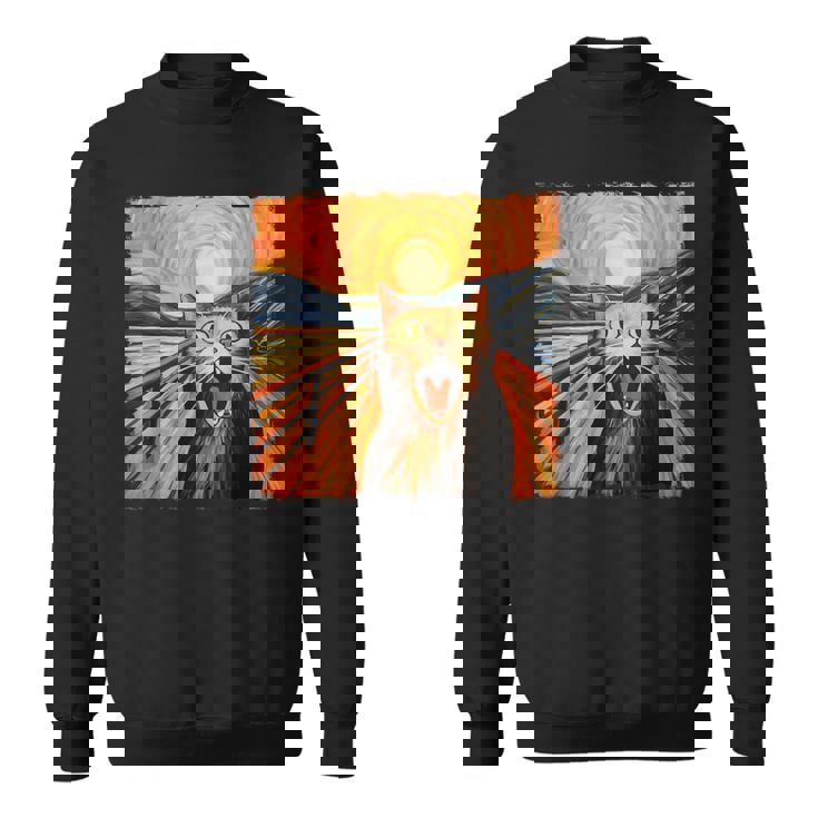 叫ぶ猫、エドヴァルド・ムンク風、面白い猫 スウェットシャツ