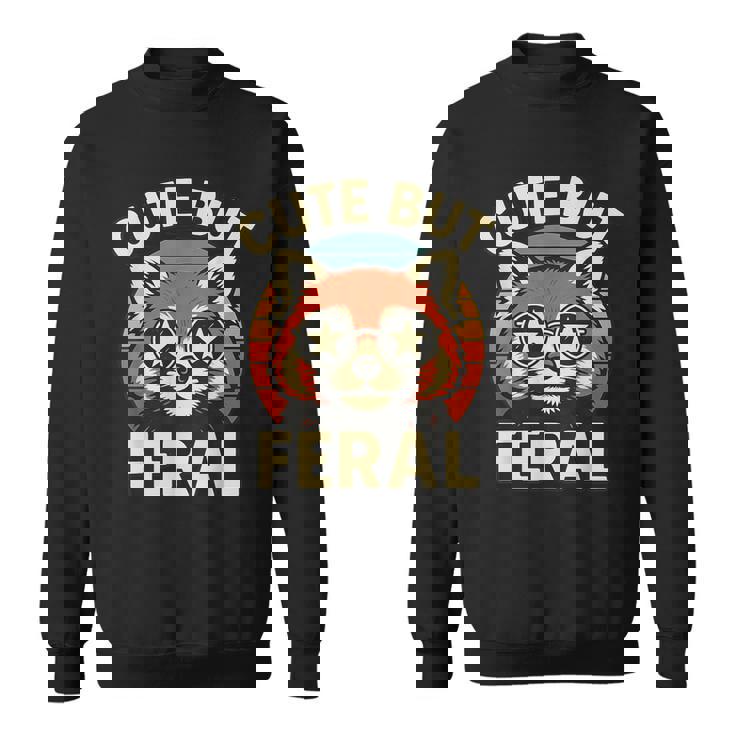 可愛いけどフェラル 面白い レトロ ビンテージ 星 シェード レッサーパンダ スウェットシャツ