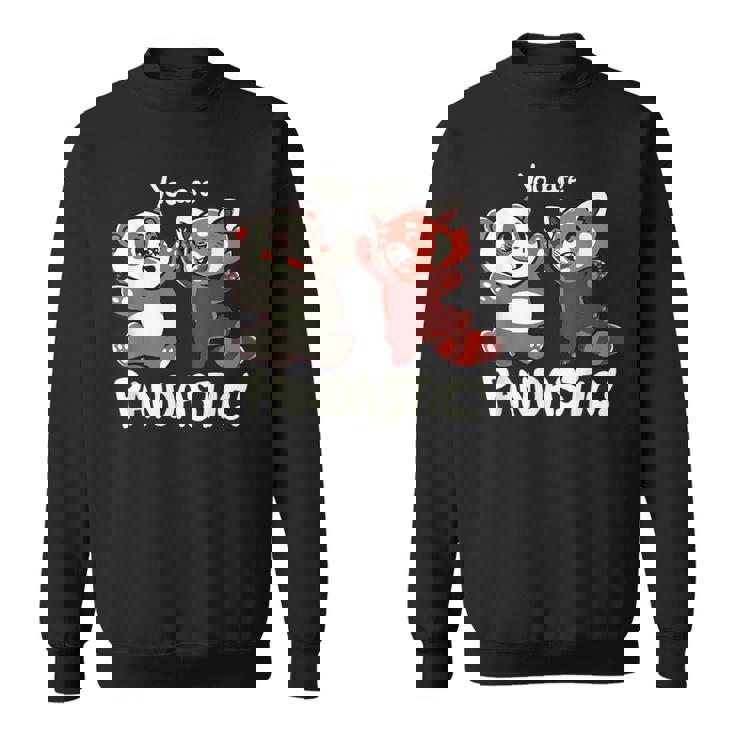 君はパンダスティックだよハイタッチのレッサーパンダとパンダ スウェットシャツ