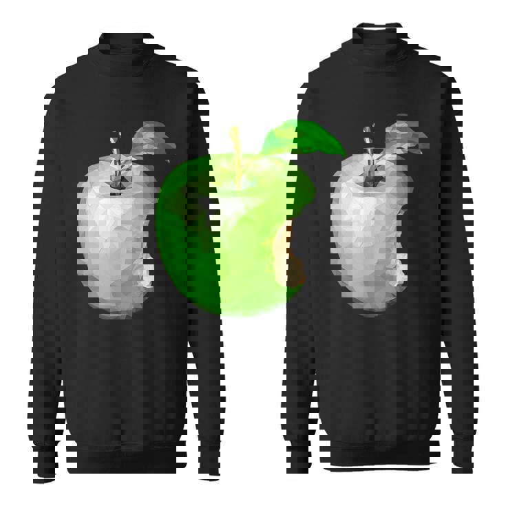 噛まれた青リンゴのイラスト スウェットシャツ