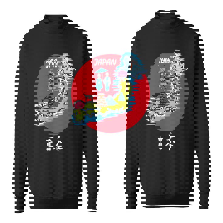 地図舞妓 日本のお土産 長袖tシャツ スウェットシャツ