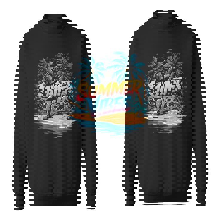 夏 バイブ トロピカル ビーチ ヤシの木 オーシャン サンシャイン スウェットシャツ
