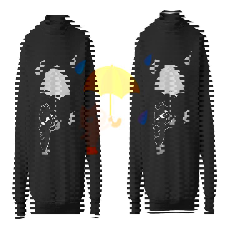 大人かわいい絵本の猫 雨の日 スウェットシャツ