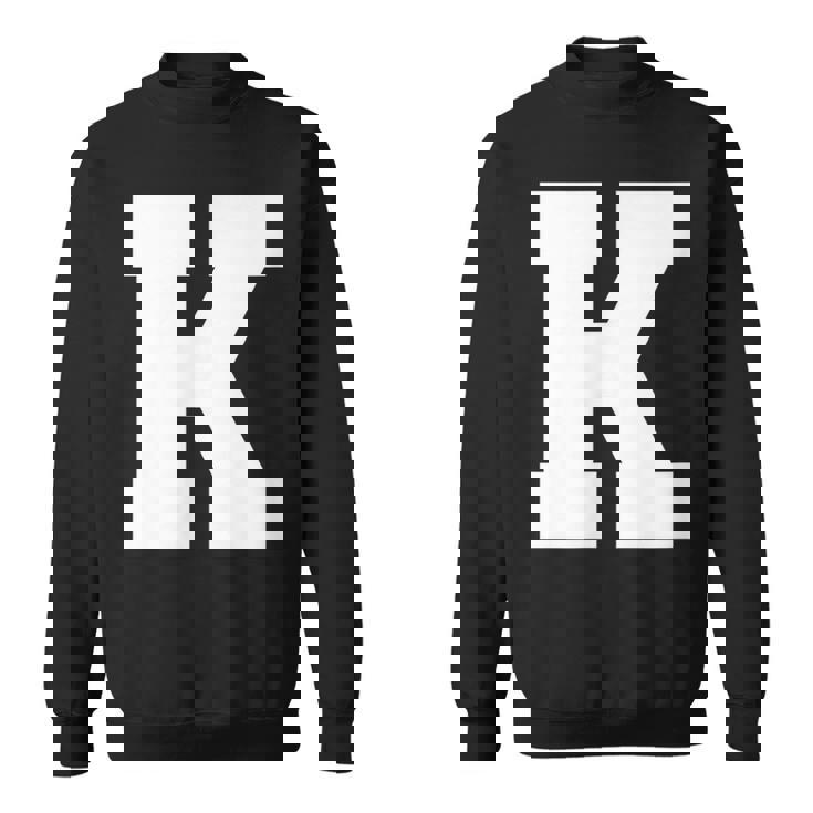大文字 K アルファベットモノグラム イニシャル スウェットシャツ