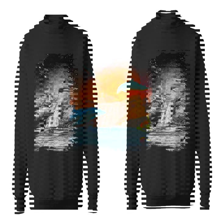 天体金星イルカ、宇宙惑星銀河ドルフィンズ スウェットシャツ