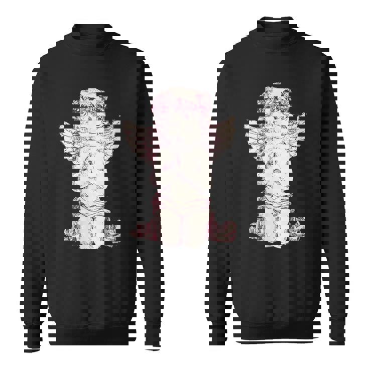 天使の羽を持つ膝の上の美的天使を祈る スウェットシャツ