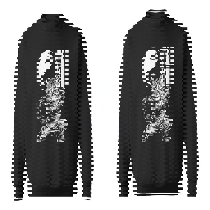 太極拳武術の陰陽を演じるかわいい猫 スウェットシャツ