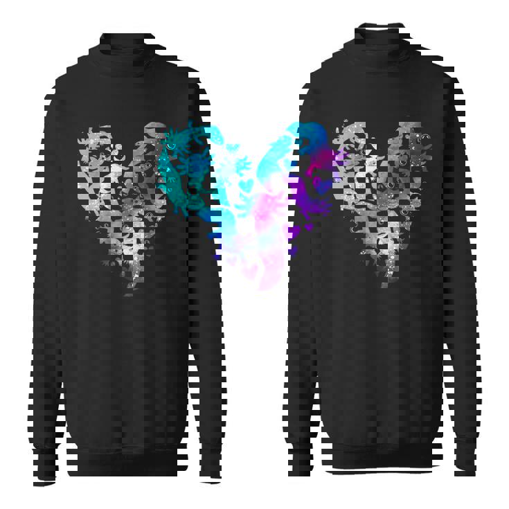 宇宙 ウーパールートル かわいいウーパールーパー ハート 水彩 ウーパールーパー スウェットシャツ