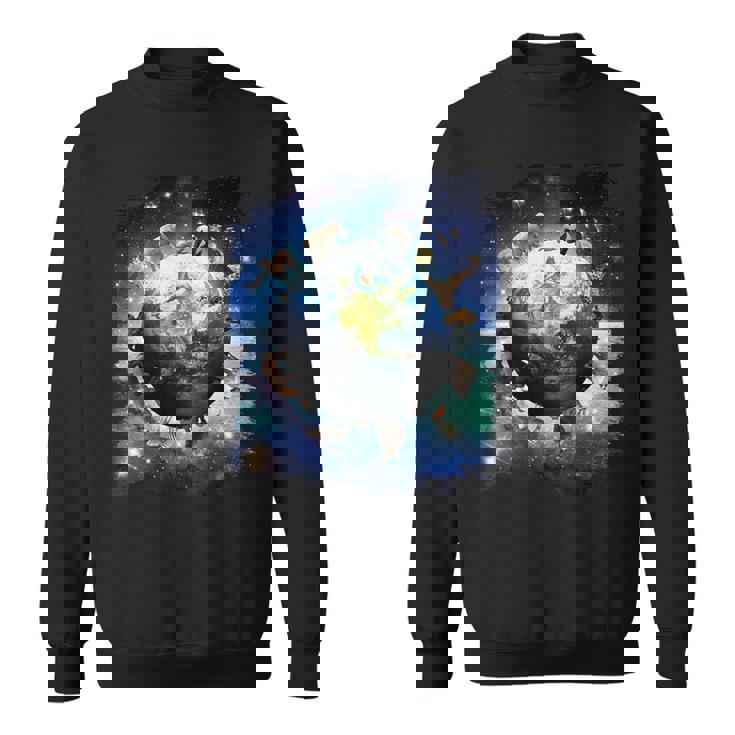 宇宙地球動物グループシーン スウェットシャツ