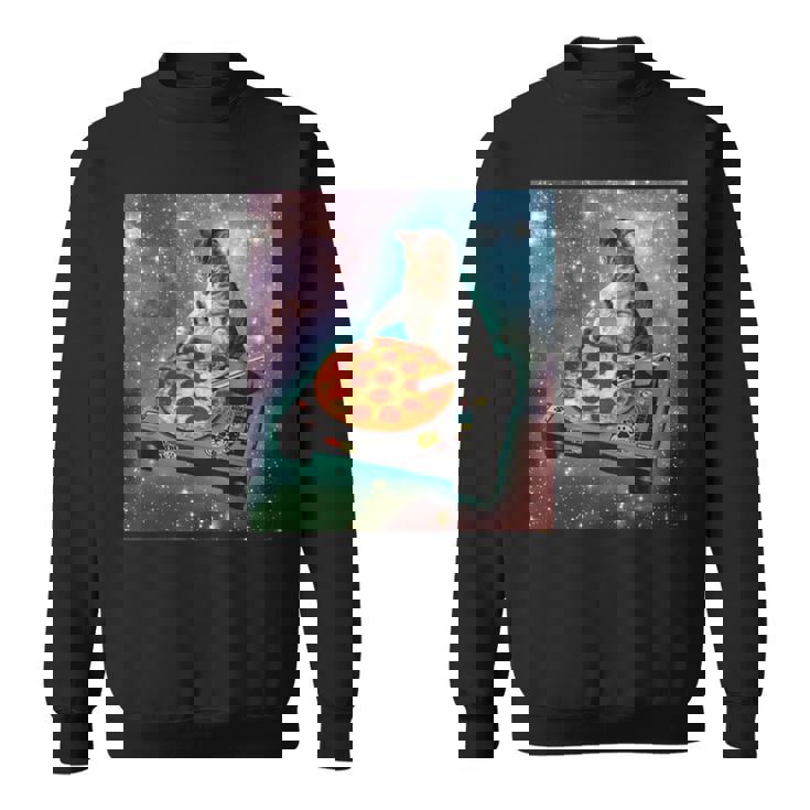 宇宙宇宙 ギャラクシー 宇宙 猫 ピザ Dj 面白い かわいい コズミック スウェットシャツ