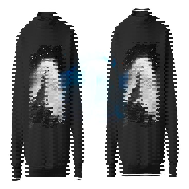 宇宙空間 オオカミ 月に遠吠えするオオカミ スウェットシャツ