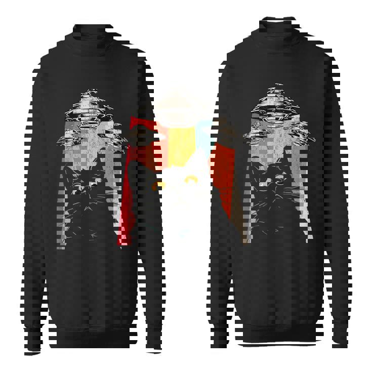 宇宙船 宇宙人 猫 Ufo 黒猫 面白い スウェットシャツ