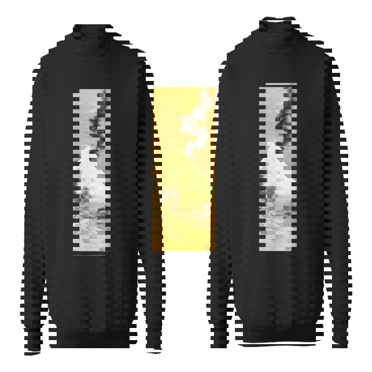 富士山から逃げる煙の龍 葛飾北斎 スウェットシャツ