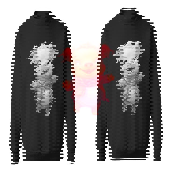 帽子とスカーフを着た豚のクリスマスプレゼント スウェットシャツ