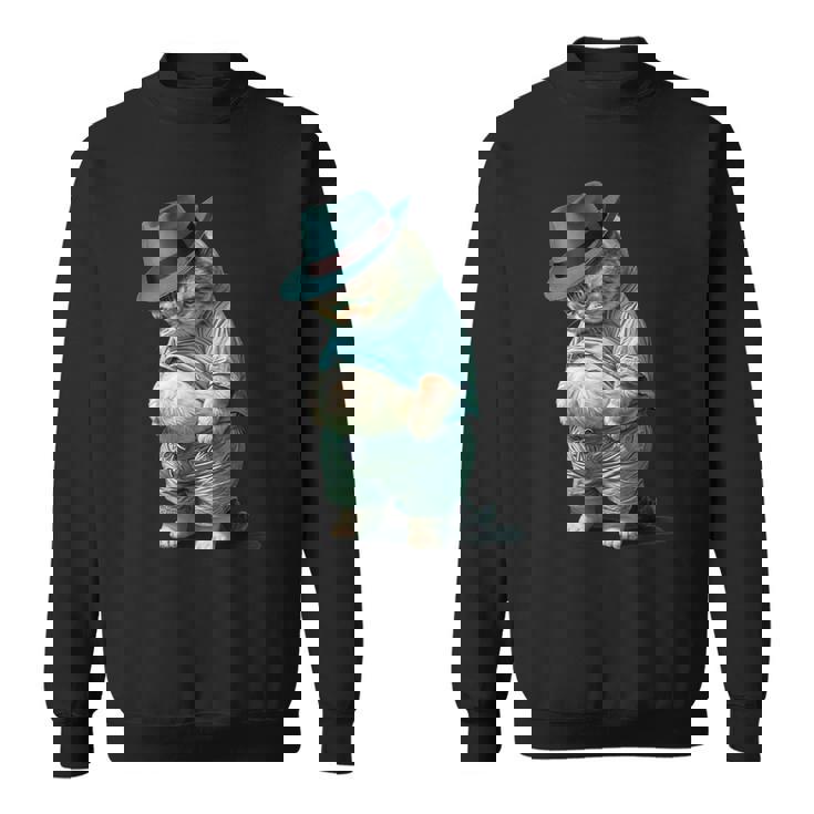 帽子をかぶった面白い太った猫 Ia アート デザイン太った子猫猫愛好家 スウェットシャツ