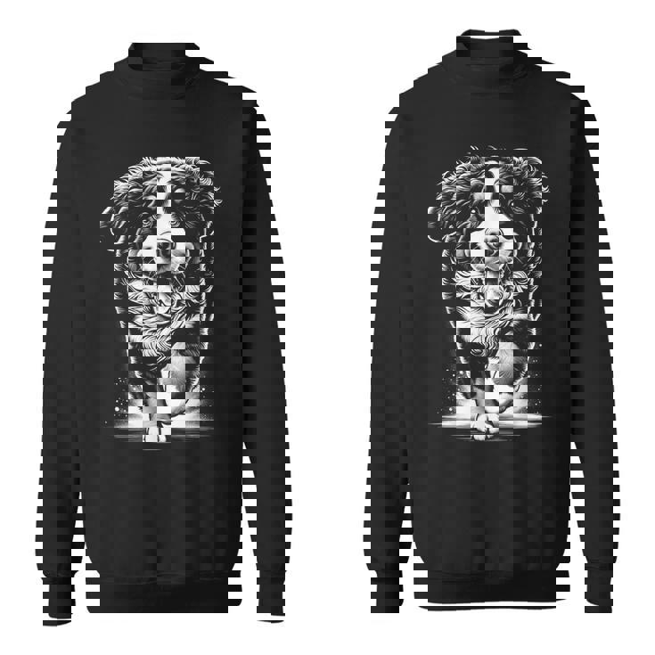 幸せなポーズでかわいいバーニーズマウンテンドッグ スウェットシャツ