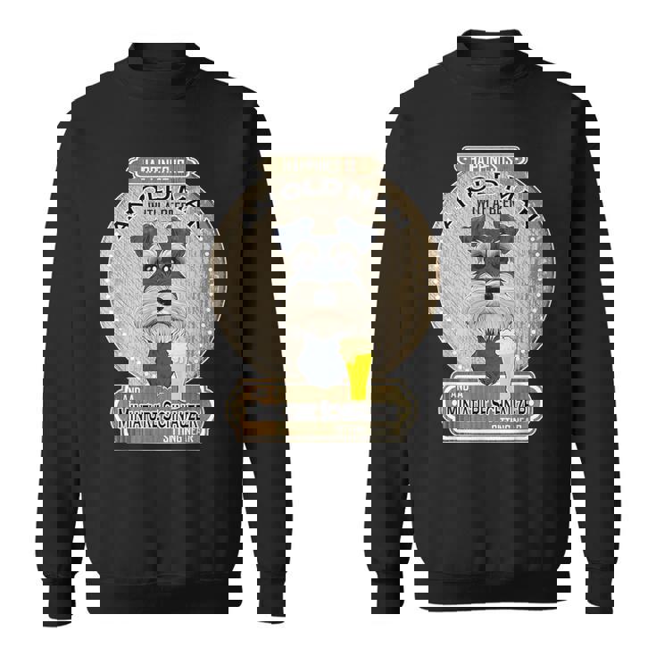 幸せはビールを持った老人にある ミニチュア・シュナウザー スウェットシャツ