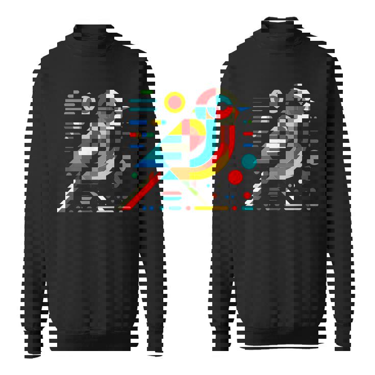 幾何学的 ミニマリズム モダン イラスト スズメ 鳥 アート スウェットシャツ