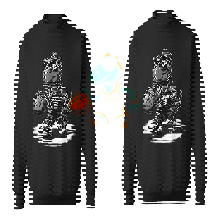 恐竜 バスケットボール T-Rex スポーツプレーヤー コーチ 面白い 男の子向け スウェットシャツ