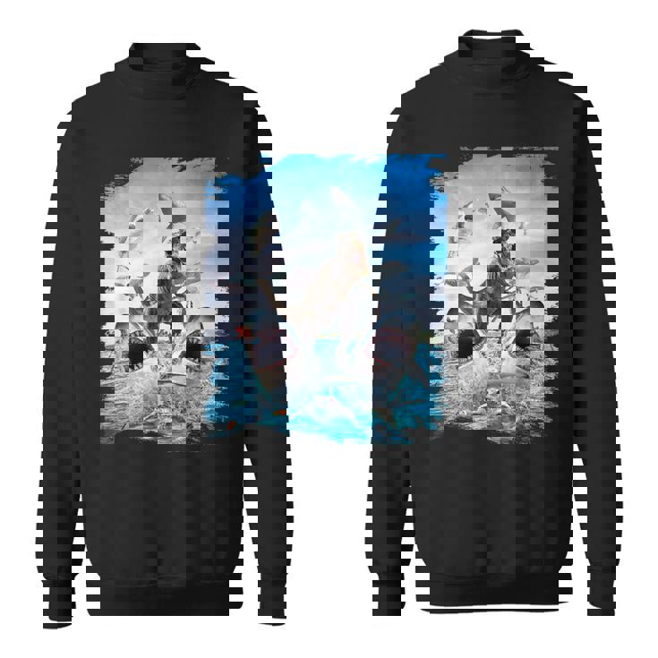 恐竜乗馬サメ ビーチオーシャンサメ サングラス 面白い スウェットシャツ