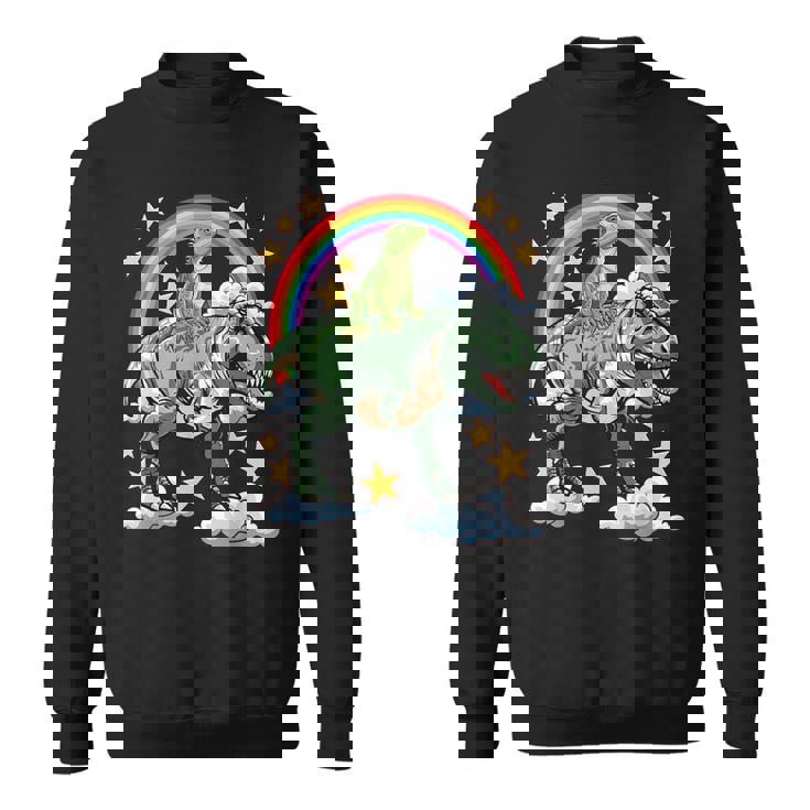 恐竜恐竜に乗る緑のイグアナ スウェットシャツ