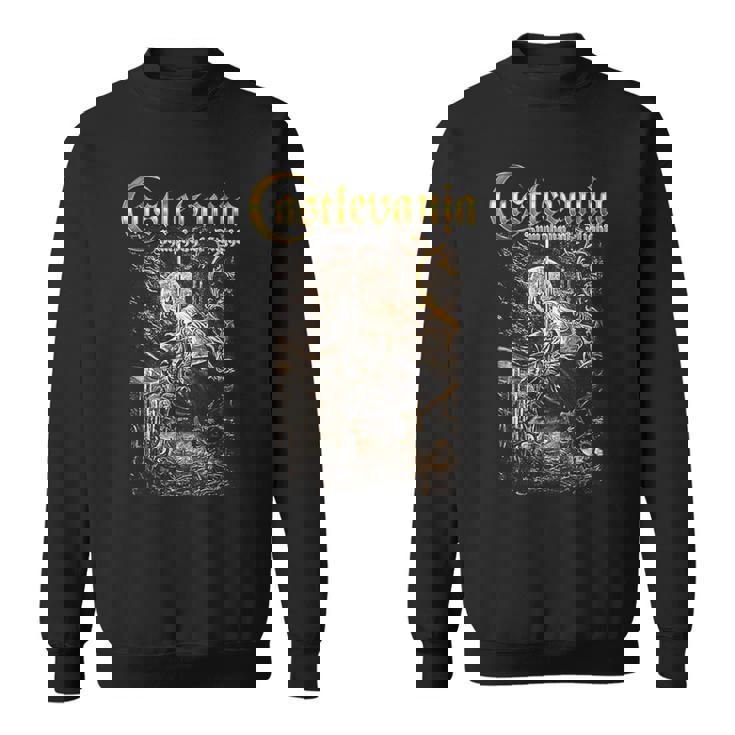 悪魔城ドラキュラ シンフォニーボックス アート ゴシック 月 夜 レトロ ゲーマー スウェットシャツ