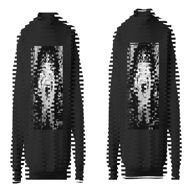 悲鳴 漫画 少女 怖い 目 ホラー ハロウィン 恐ろしい スウェットシャツ