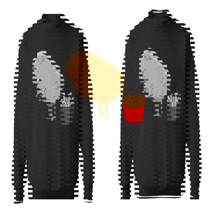 愉快なフライドポテト食べ物デザイン 男女兼用 スウェットシャツ