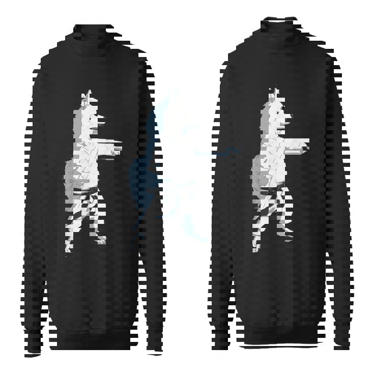 愉快な空手犬 日本のスピッツ スウェットシャツ