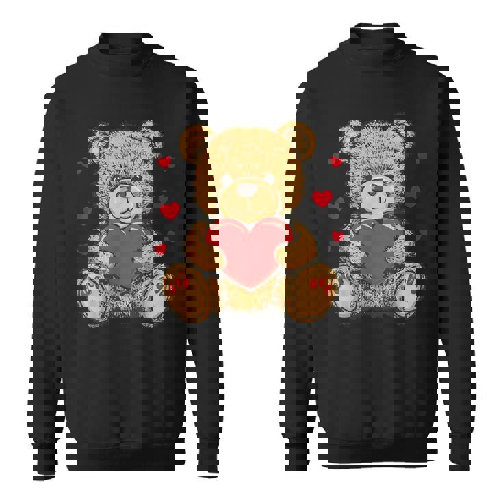 愛らしいハート付きテディベア ラブぬいぐるみ スウェットシャツ