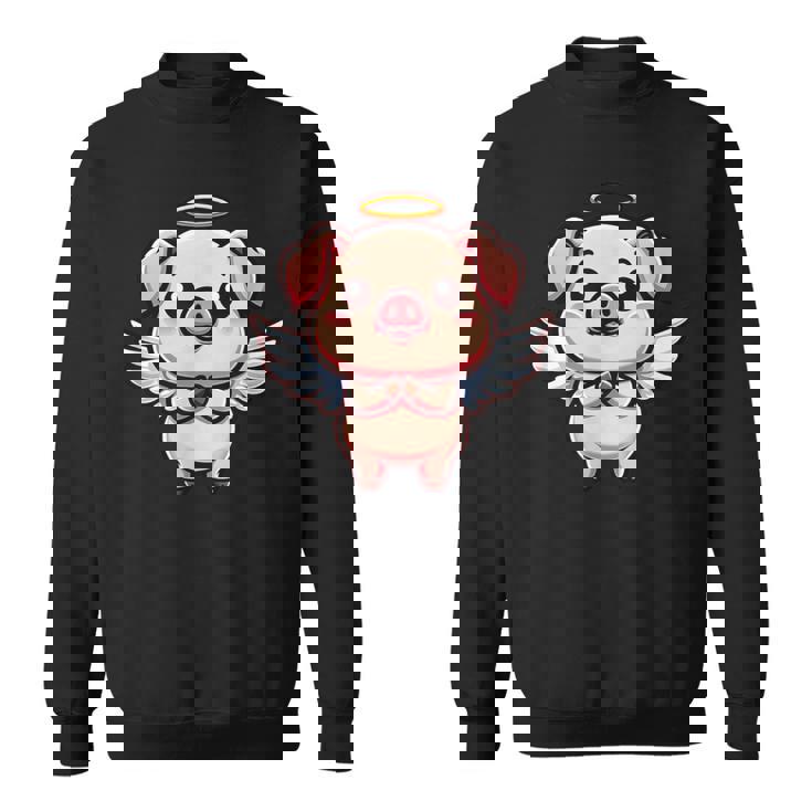 愛らしい天使の豚の漫画とハロー。 スウェットシャツ