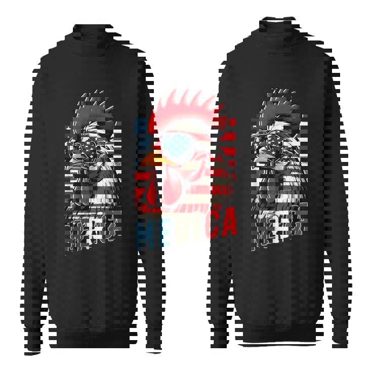 愛国心が強いチキンメリカ アメリカ国旗 鶏好き 7月4日 スウェットシャツ