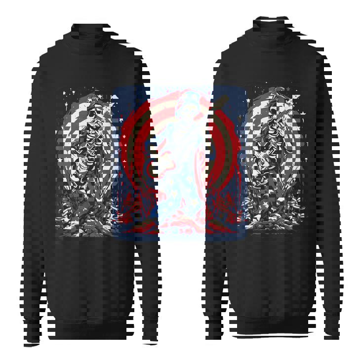 愛国的なスケルトン ロックンロールミュージック アメリカンスタイル スウェットシャツ