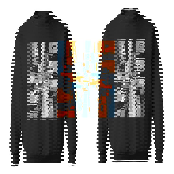抽象幾何アート オレンジ青 モダン Abstract Geometric Composition スウェットシャツ