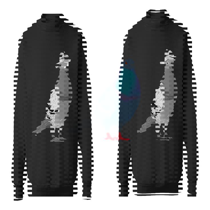 新聞帽子をかぶった鳩 スウェットシャツ